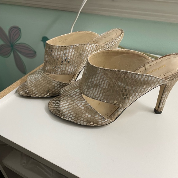 Adrienne Vittadini Shoes - Adrienne Vittadini snake print heeled mules ladies shoes